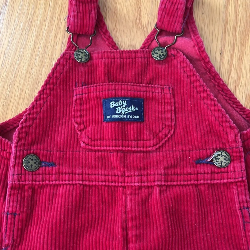 Oshkosh b’gosh vintage made in the USA vest back wide wale red corduroy overalls